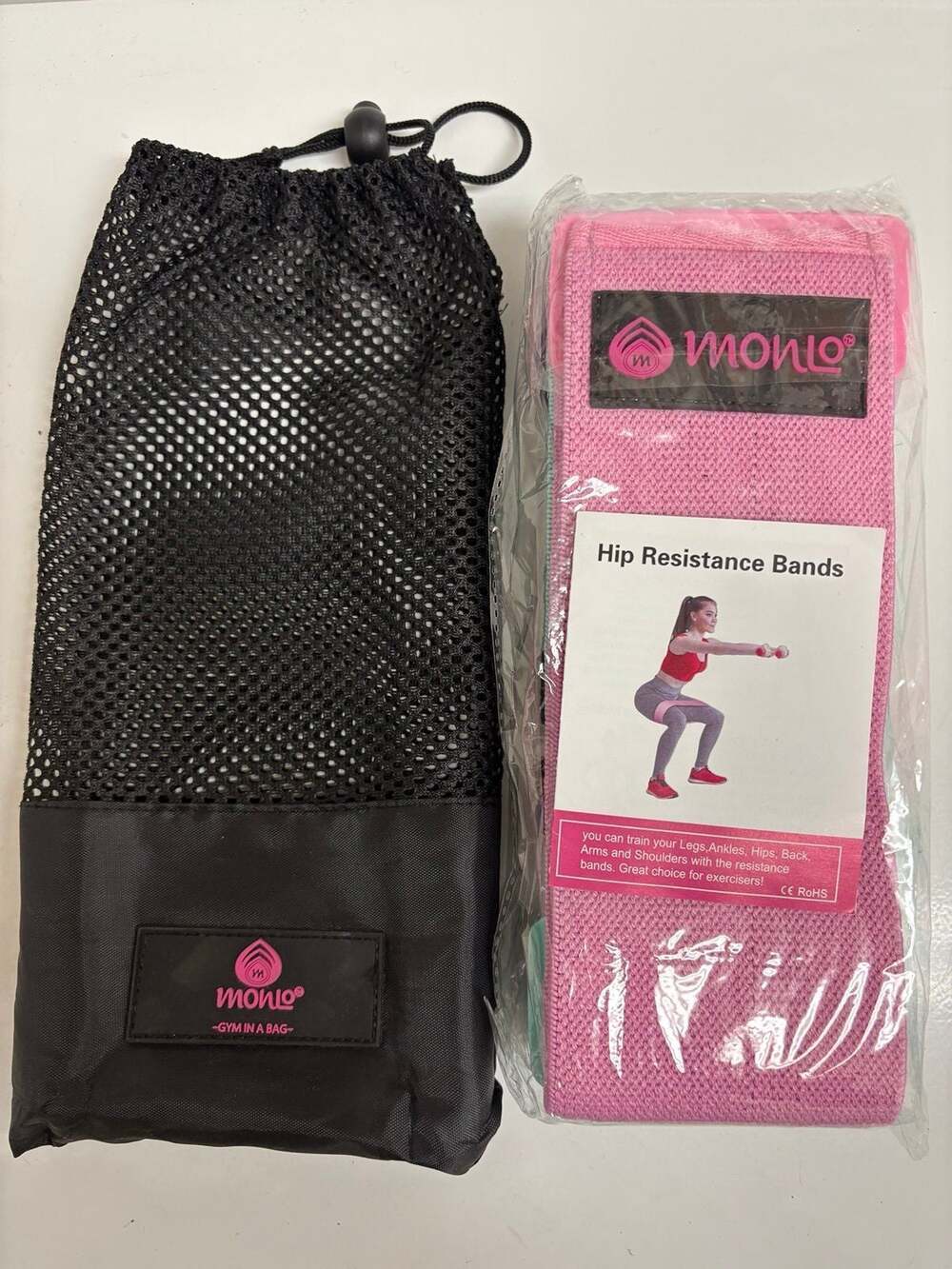 MONLO Hip Resistance Bands Set – Fabric Exercise Bands with Carry Bag for Glutes